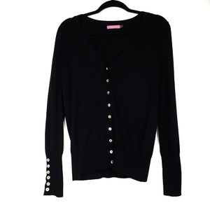 Isaac Mizrahi botton down small black cardigan